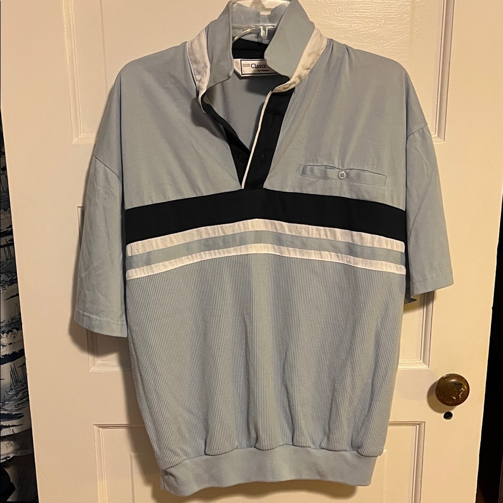 Classics by Palmland Men's Polo Shirt - Light Blue horizontal stripes
